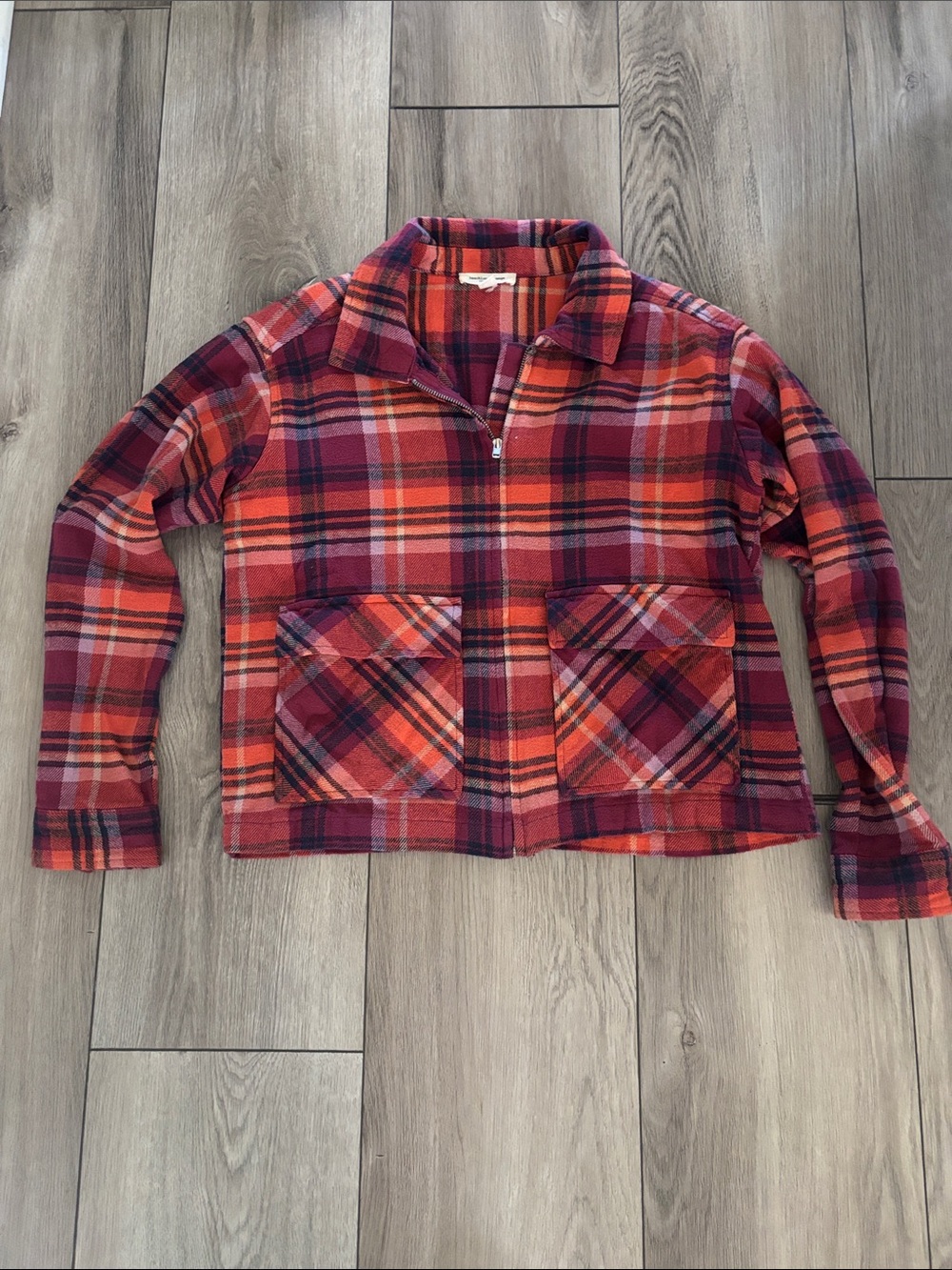 beachlunchlounge Red Plaid Zip Jacket